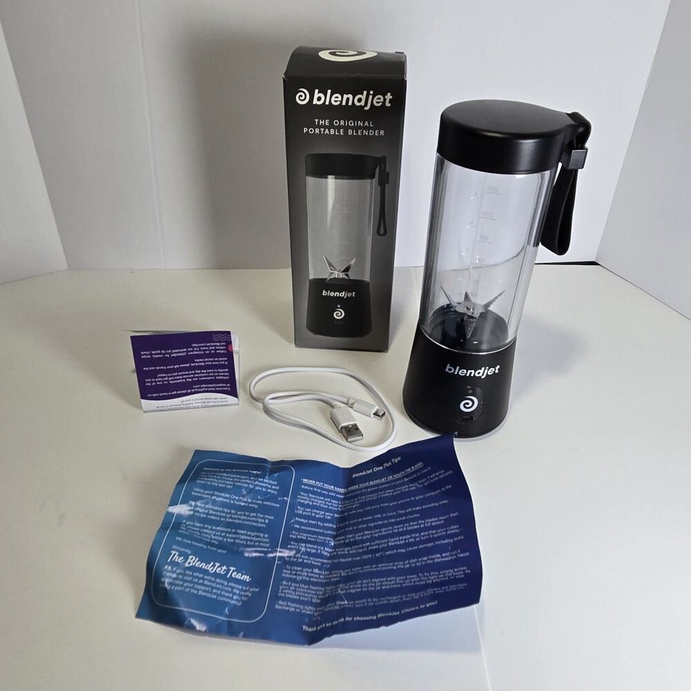 BlendJet One 12oz Portable Blender - Black - USB Rechargeable  (Tested/Working)